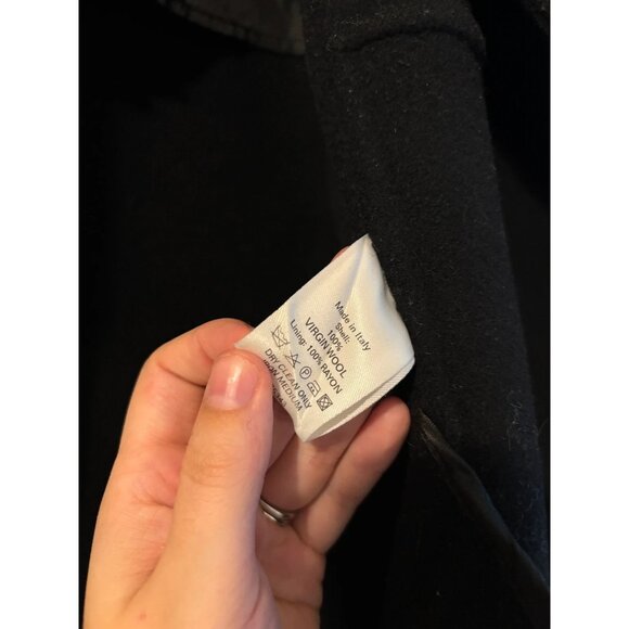 Vintage Luca Venturini US 10 Black 100% Virgin Wool Italian Made Long Coat - Picture 4 of 10